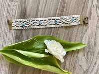 BRACCIALE MACRAME' PERLINE AZZURRO