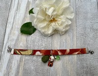 BRACCIALE COTONE GIAPPONESE FIORI MATTONE