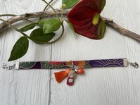 BRACCIALE COTONE GIAPPONESE FELCI VIOLA VERDE