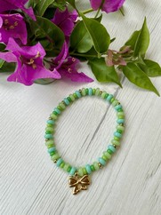 BRACCIALE ELASTICO VERDE E CHARM FIOCCO
