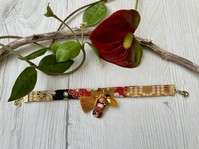 BRACCIALE COTONE GIAPPONESE FIORI OCRA