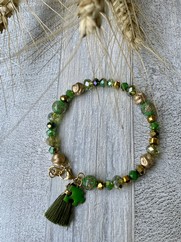 BRACCIALE RIGIDO CON CRISTALLI VERDE E NAPPINA