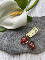 ORECCHINI CUORE VETRO BOMBATO ROSSO