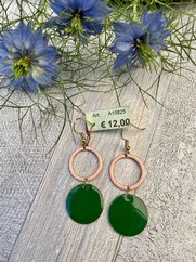 ORECCHINI DOPPIO CERCHIO SMALTO VERDE