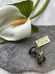 ORECCHINI CUORE VETRO BOMBATO NERO