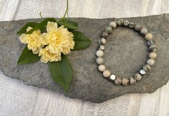 BRACCIALE ELASTICO PIETRA DURA GRIGIO