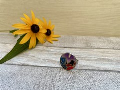 ANELLO TONDO IN TESSUTO FIORE LILLA