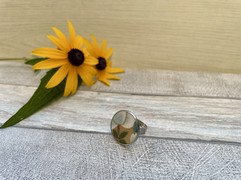 ANELLO TONDO IN TESSUTO FIORE AZZURRINO