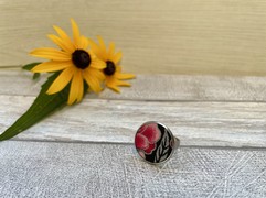 ANELLO TONDO IN TESSUTO FIORE FUCSIA