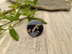 ANELLO TONDO IN TESSUTO ONDA BLU ORO