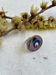 ANELLO TONDO IN TESSUTO OCCHIO PAVONE BLUETTE