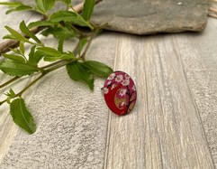 ANELLO OVALE IN TESSUTO CILIEGI ROSSI