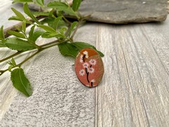 ANELLO OVALE IN TESSUTO CILIEGI CARAMELLO