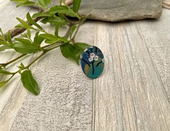 ANELLO OVALE IN TESSUTO CILIEGI AZZURRI