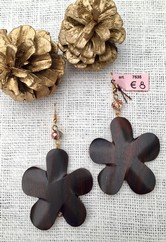 ORECCHINI FIORE DI LEGNO COD 7535