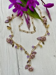 COLLANA FIORI DI VETRO LAVANDA
