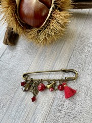 SPILLA CHARMS BRONZO CON NAPPINA ROSSO
