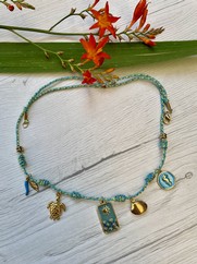 CORDINO COTONE CHARMS ACCIAIO AZZURRO