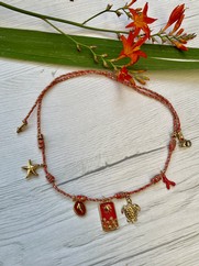 CORDINO COTONE CHARMS ACCIAIO ARANCIO ROSSO
