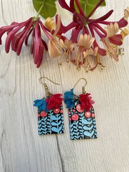 ORECCHINI PLEXI FIORI TROPICAL AZZURRO