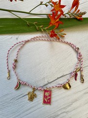 CORDINO COTONE CHARMS ACCIAIO FUCSIA