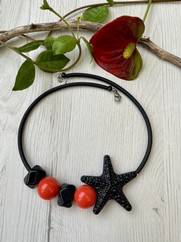 GIROCOLLO PVC E STELLA MARINA RESINA NERO CORALLO