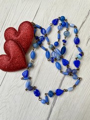 COLLANA ROSARIO  CON VETRI DI BOEMIA AZZURRI