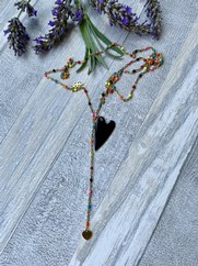 COLLANA SMALTATA CIONDOLO CUORE NERO