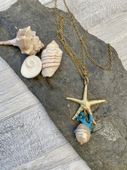 COLLANA STELLA MARINA E CORALLO BAMBOO AZZURRO