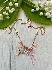 COLLANA CHARMS FIOCCO ROSA
