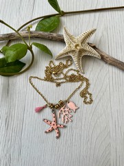 CIONDOLO STELLINA ROSA CORALLO