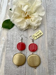 ORECCHINI DOPPIA PASTIGLIA ROSSO ORO