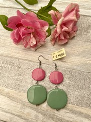 ORECCHINI DOPPIA PASTIGLIA ACQUAMARINA FUCSIA