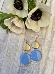 ORECCHINI DOPPIA PASTIGLIA AZZURRO POLVERE ORO