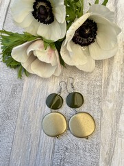 ORECCHINI DOPPIA PASTIGLIA VERDE MILITARE ORO