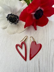 ORECCHINI CUORE ASSIMETRICO ROSSO