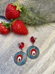 ORECCHINI COTONE GIAPPONESE PAVONE AZZURRO