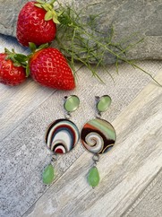 ORECCHINI COTONE GIAPPONESE SPIRALE VERDE MENTA