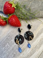 ORECCHINI COTONE GIAPPONESE FARFALLA NERA BLU