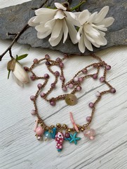 COLLANA UNCINETTO PESCE CERAMICA ROSA POIS