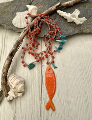 COLLANA UNCINETTO PESCIOLINO ARANCIONE GRANDE