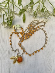 COLLANA UNCINETTO GEMMA PIETRA DURA ARANCIO