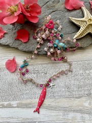 COLLANA UNCINETTO PESCIOLINO SMALTATO FUCSIA PICCOLO