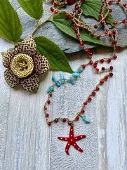 COLLANA UNCINETTO STELLA MARINA ROSSA POIS