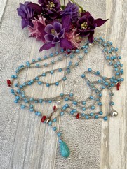 COLLANA UNCINETTO GOCCIA TURCHESE E CORALLINI
