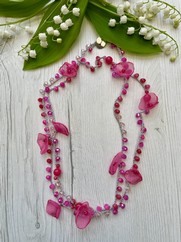 COLLANA UNCINETTO CHIFFON FUCSIA