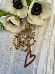 COLLANA UNCINETTO CUORE SMALTATO CARAMELLO