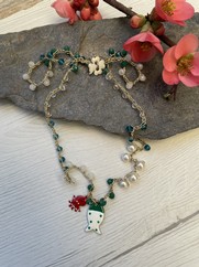 COLLANA UNCINETTO PESCIOLINO VERDE POIS PICCOLO