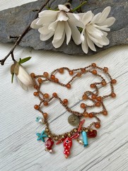 COLLANA UNCINETTO PESCE CERAMICA ROSSO POIS