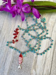 COLLANA UNCINETTO PESCIOLINO RIGHE ROSSE PICCOLO